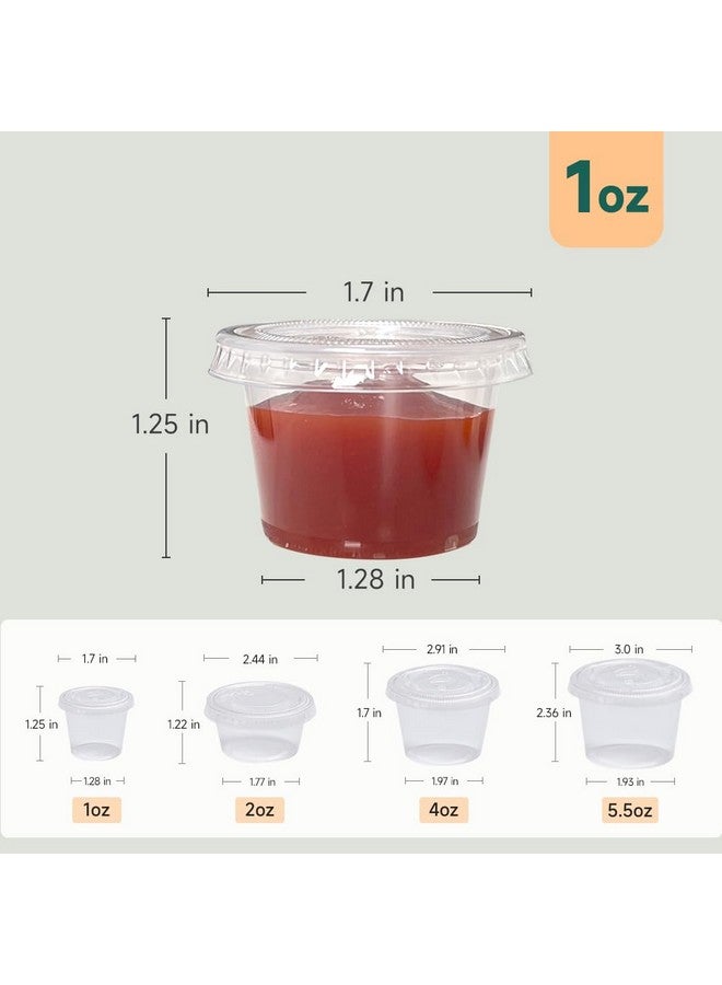 SUCITY SUCITY 240 Sets - 1oz Plastic Condiment Cups with Lids, Portion Cups, 1oz Containers with Lids, Sauce Cups,Small Plastic Jello Shot Cups for Lunch, Party, Trips… - Image 3