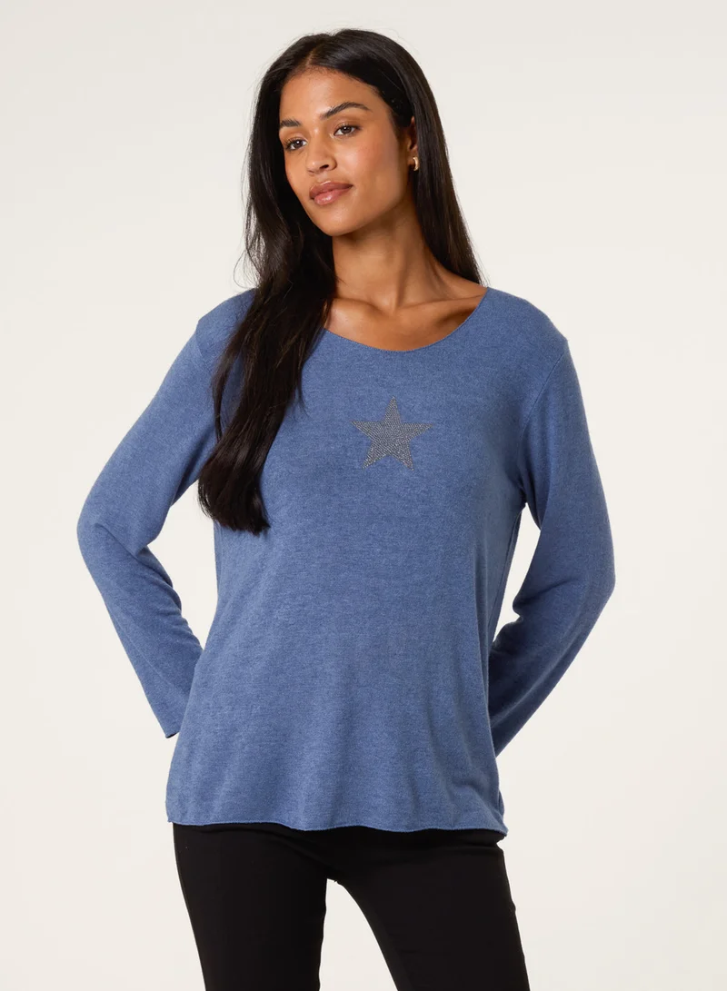 بلو فانيلا Diamante Star Long Sleeve Jumper