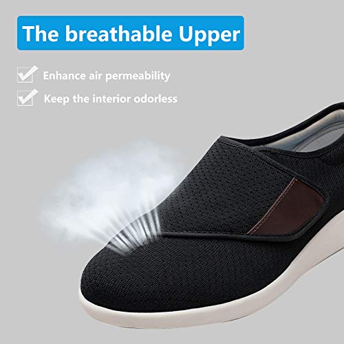 Orthoshoes Womens Stylish Diabetic Shoes with Arch Support,Extra Wide Widths Walking Edema Sneakers Adjustable Strap Easy On/Off with 3 Pairs Insoles Replacement for Support Swollen Feet Black - Image 5