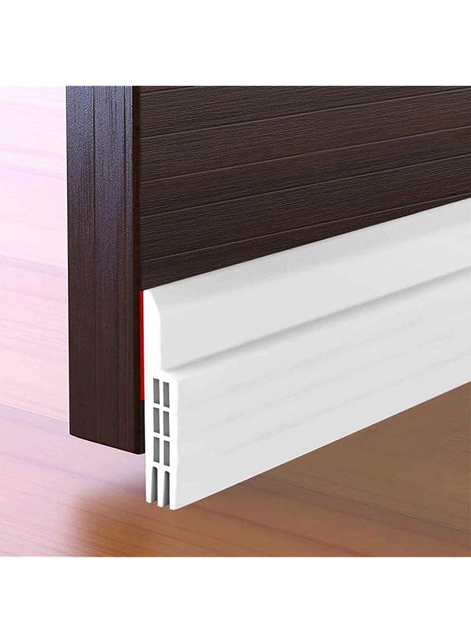 The Bros Door Draft Stopper, Under Door Draft Blocker Door Seal, Adjustable Door Sweeps Adhesive Waterproof Soundproof Bottom Seal Strip Stopper Weather Stripping for Exterior Interior Doors (White) - Image 1