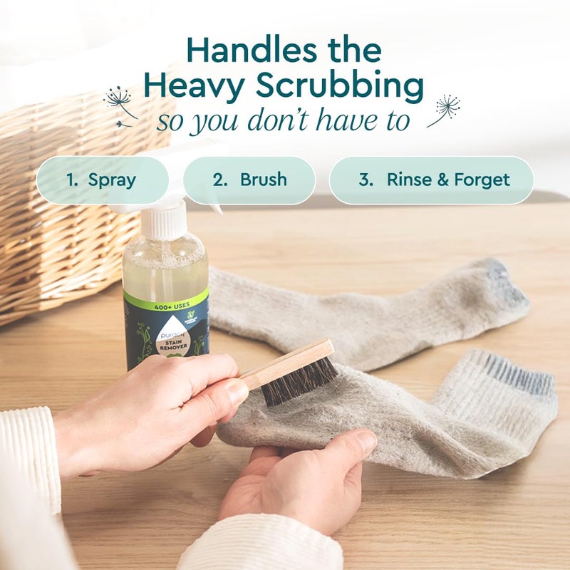 Puracy Laundry Stain Remover Brush for Tough, Deep, and Aged Clothing Stains, with Vegan Bristles for Safe and Effective Stain and Odor Elimination - Image 5