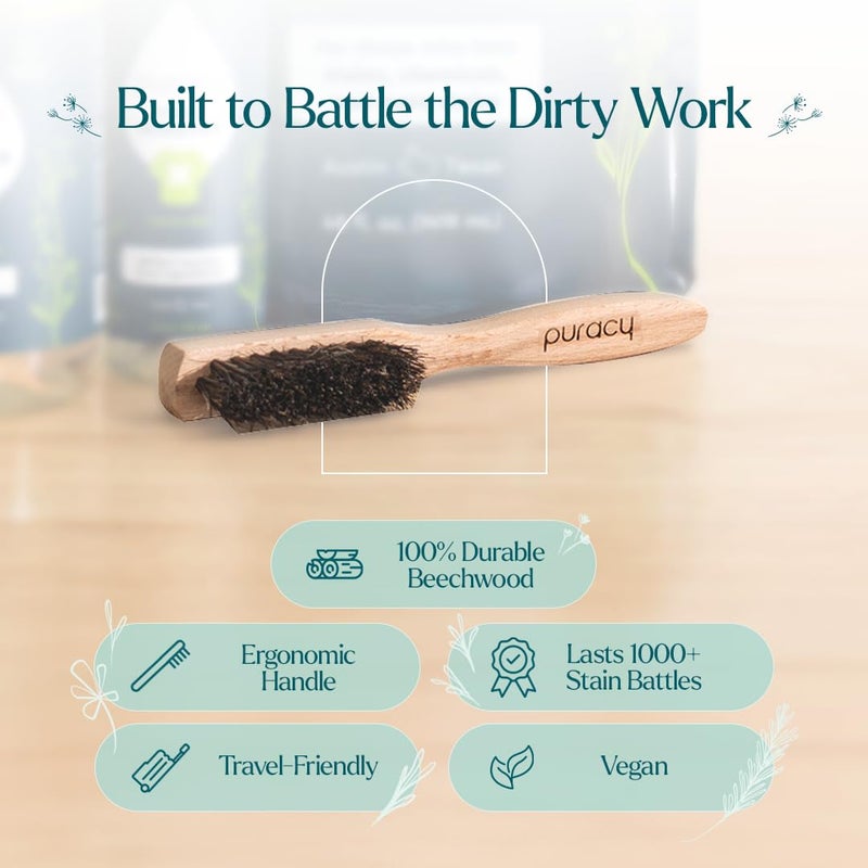 Puracy Laundry Stain Remover Brush for Tough, Deep, and Aged Clothing Stains, with Vegan Bristles for Safe and Effective Stain and Odor Elimination - Image 2