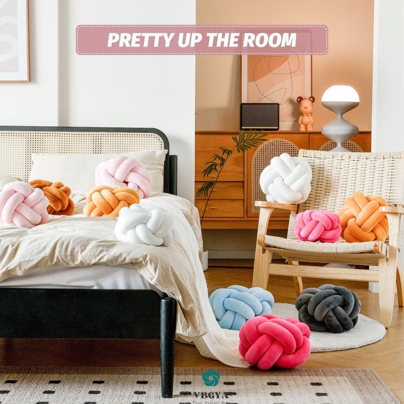 VBGYA Knot Pillow Ball  Soft Decorative Throw Pillows Cushion  11 Inch Round Plush Knotted Pillows Light Pink Pillow  Modern Home Throw Knot Decorative Cushion for Bedroom  Sofa  Couch - Image 5