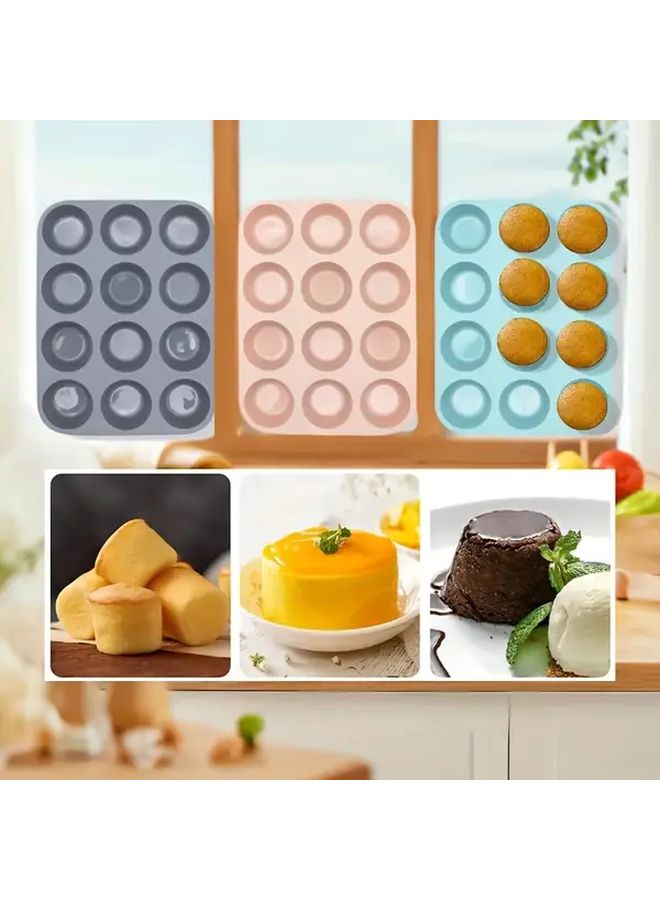Blue 2pcs Non Stick Round Cake Pan Set Even Heat Easy Clean Baking Mold - Image 1