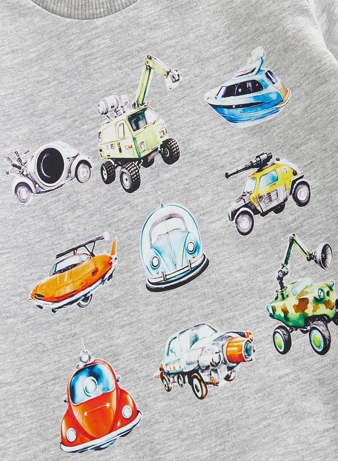 MERSARIPHY Toddler Baby Boy Clothes Fall Winter Outfits Truck Printed Long Sleeve Sweatshirt Tops Joggers Pants Set Sweatsuit (Grey, 3-4 Years) - Image 5