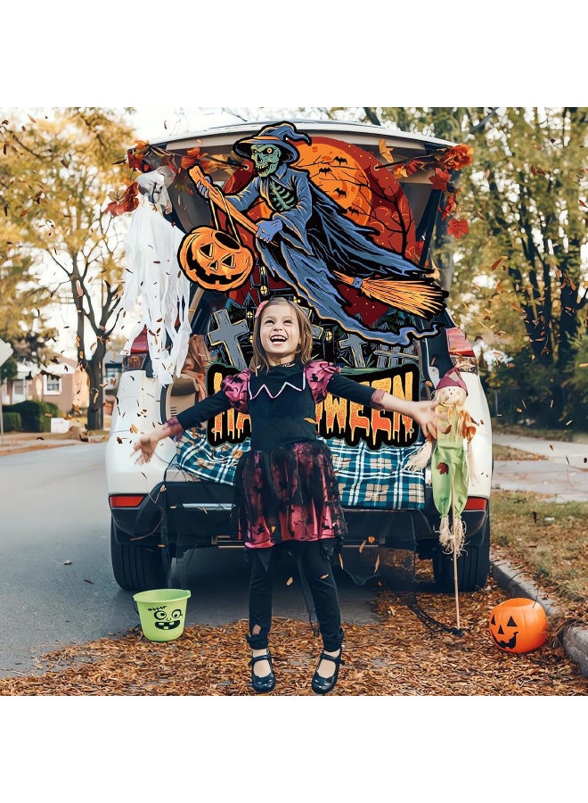 HI-FINE Witch Trunk or Treat Decorations for SUV Banner, Halloween Trunk or Treat Car Decorations Kit Outdoor Garage Door Decorations, Reusable Car Backdrop Halloween Party Supplies (A - Witch) - Image 2