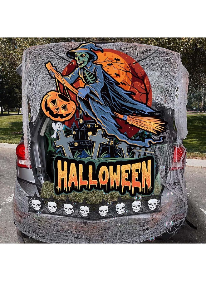 HI-FINE Witch Trunk or Treat Decorations for SUV Banner, Halloween Trunk or Treat Car Decorations Kit Outdoor Garage Door Decorations, Reusable Car Backdrop Halloween Party Supplies (A - Witch) - Image 3