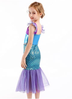 Generic Little Girls Mermaid Princess Costume Party Dress For Kids, Mermaid Costume Princess Dress Up With Accessories Including Pendant, Earrings, Hair Clips, Handbag (C)  - Image 4