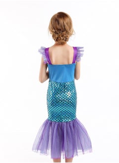 Generic Little Girls Mermaid Princess Costume Party Dress For Kids, Mermaid Costume Princess Dress Up With Accessories Including Pendant, Earrings, Hair Clips, Handbag (C)  - Image 5