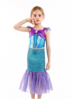 Generic Little Girls Mermaid Princess Costume Party Dress For Kids, Mermaid Costume Princess Dress Up With Accessories Including Pendant, Earrings, Hair Clips, Handbag (C)  - Image 2