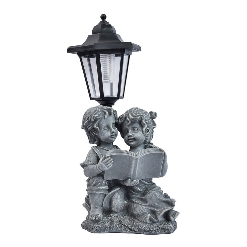 American Creative Boy Girl Garden Decor Figurine Figure Statue Outdoor Craft Solar Light - Image 2