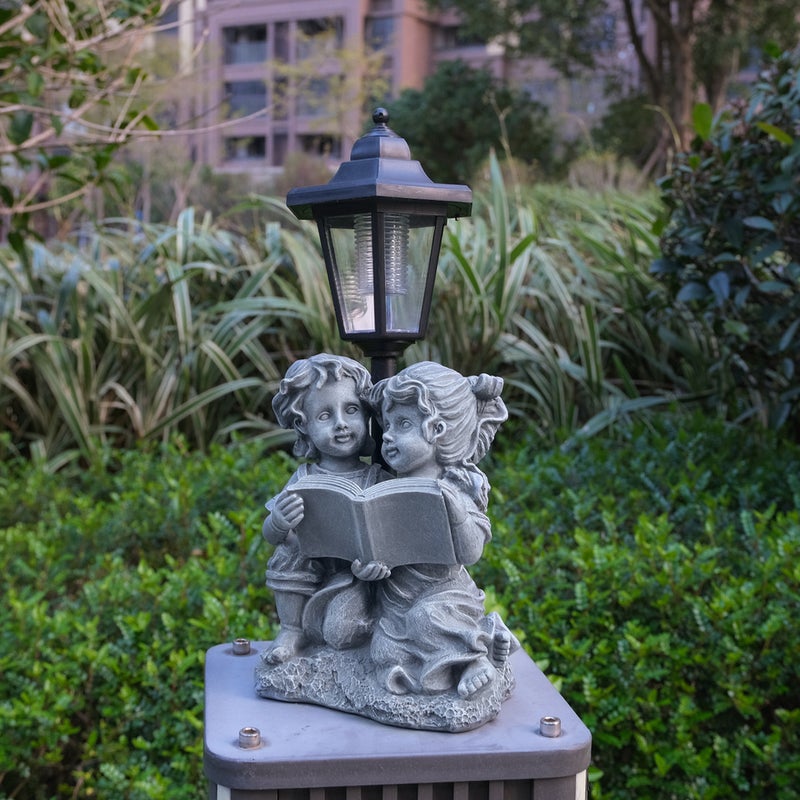 American Creative Boy Girl Garden Decor Figurine Figure Statue Outdoor Craft Solar Light - Image 5