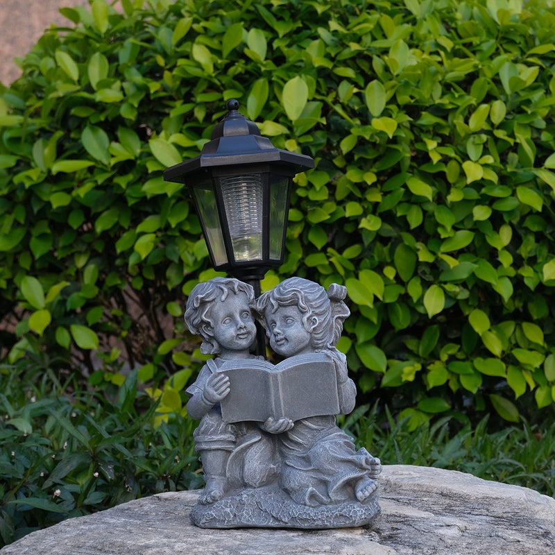 American Creative Boy Girl Garden Decor Figurine Figure Statue Outdoor Craft Solar Light - Image 4