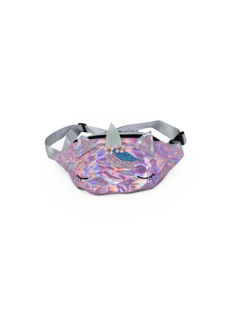 Waist Bag – Shiny Pink with Unicorn Design - Image 1