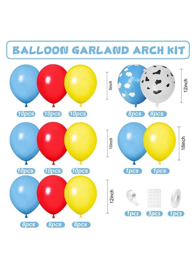 Sowide Yellow Red Blue Balloon Arch Kit, Cloud Latex Balloons with Cow Parttern Balloons for Kids Girl Boy Cartoon Birthday Party Decorations Baby Shower Decor - Image 2