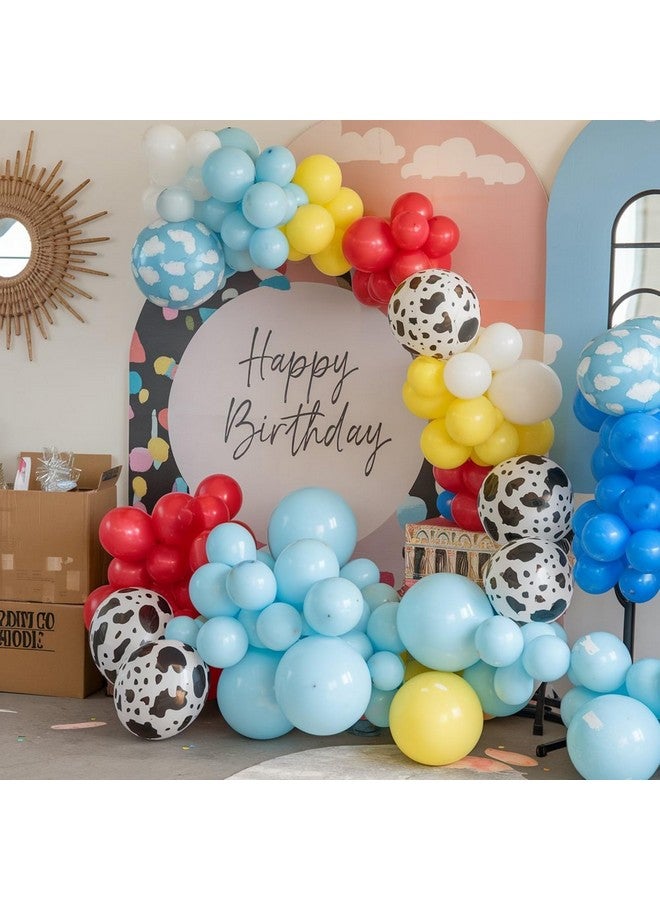 Sowide Yellow Red Blue Balloon Arch Kit, Cloud Latex Balloons with Cow Parttern Balloons for Kids Girl Boy Cartoon Birthday Party Decorations Baby Shower Decor - Image 4