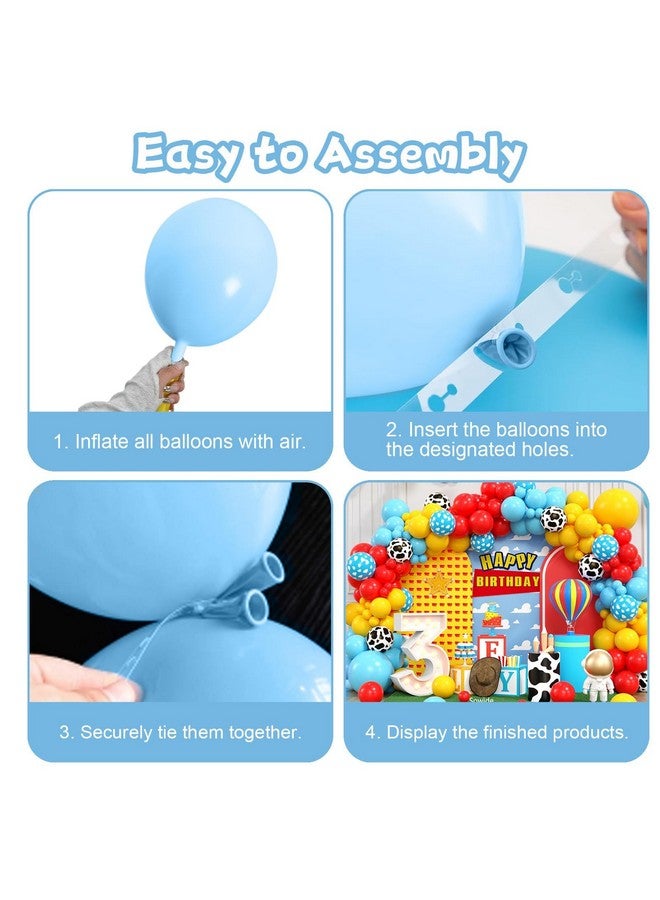 Sowide Yellow Red Blue Balloon Arch Kit, Cloud Latex Balloons with Cow Parttern Balloons for Kids Girl Boy Cartoon Birthday Party Decorations Baby Shower Decor - Image 3