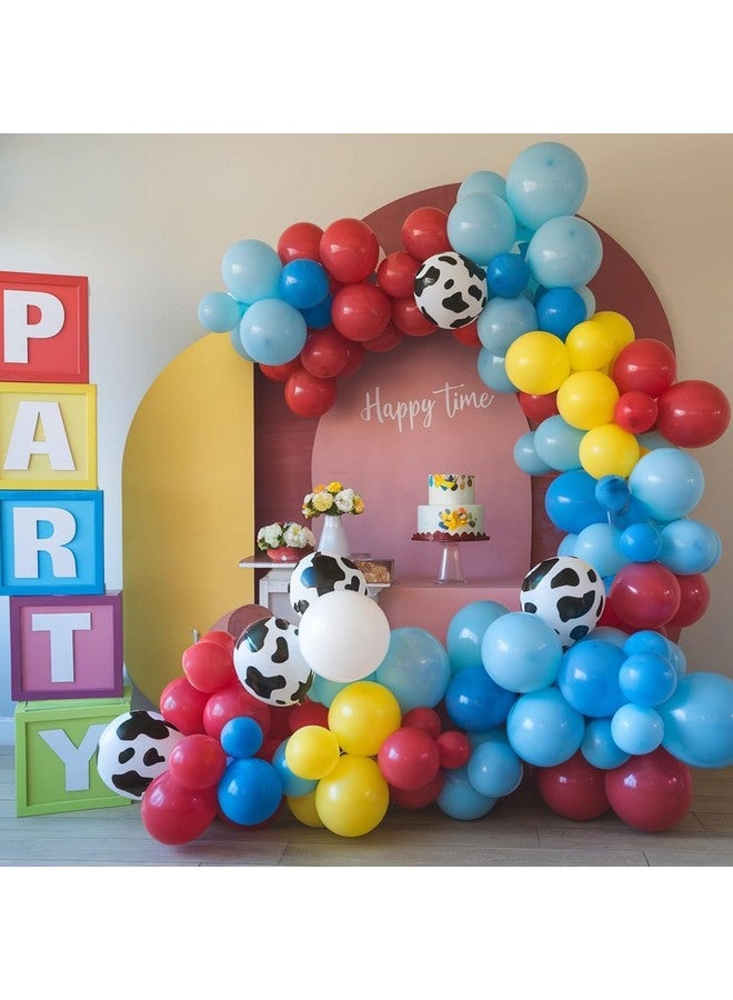 Sowide Yellow Red Blue Balloon Arch Kit, Cloud Latex Balloons with Cow Parttern Balloons for Kids Girl Boy Cartoon Birthday Party Decorations Baby Shower Decor - Image 5