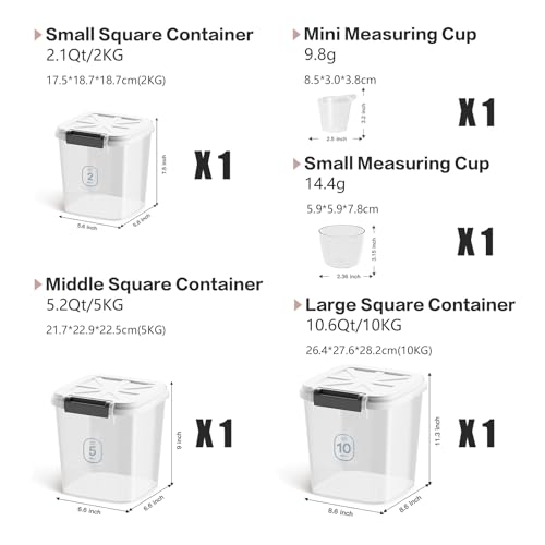 LivLab Flour Container - Rice Dispenser 10lbs/5kg/5.3qt Food Cereal Container Bins with Measuring Cup for Household Pantry Organization (10lbs) - Image 5