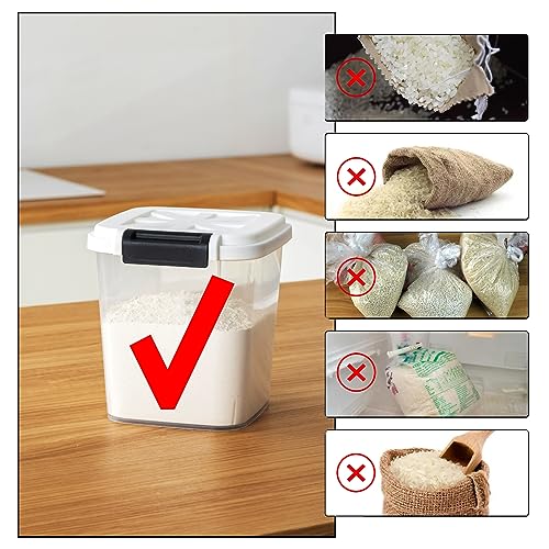 LivLab Flour Container - Rice Dispenser 10lbs/5kg/5.3qt Food Cereal Container Bins with Measuring Cup for Household Pantry Organization (10lbs) - Image 2