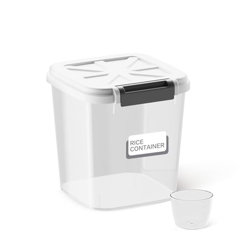 LivLab Flour Container - Rice Dispenser 10lbs/5kg/5.3qt Food Cereal Container Bins with Measuring Cup for Household Pantry Organization (10lbs) - Image 1