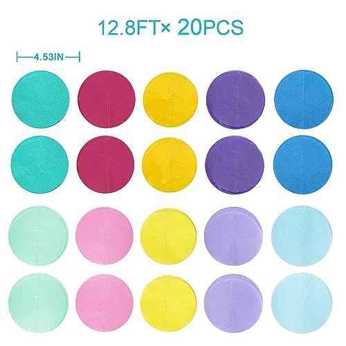 pinkblume 256Ft Pastel Party Decorations Big Circle Dot Backdrop Streamer Pastel Tissue Paper Polka Dots Hanging Curtain Garland for Birthday Wedding Bachelorette Engagement Baby Shower Macaron Party Supplies - Image 2