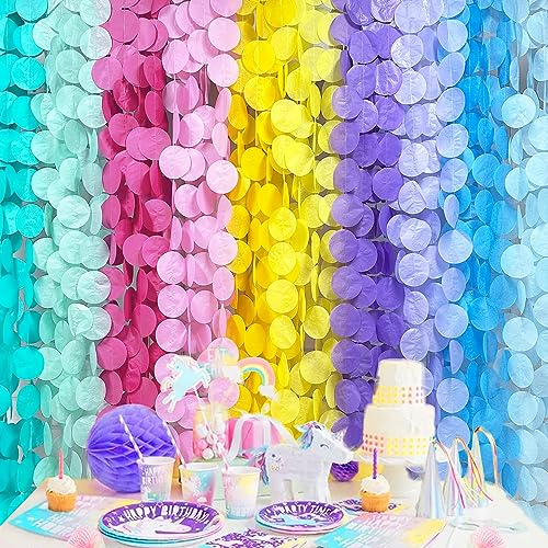 pinkblume 256Ft Pastel Party Decorations Big Circle Dot Backdrop Streamer Pastel Tissue Paper Polka Dots Hanging Curtain Garland for Birthday Wedding Bachelorette Engagement Baby Shower Macaron Party Supplies - Image 5