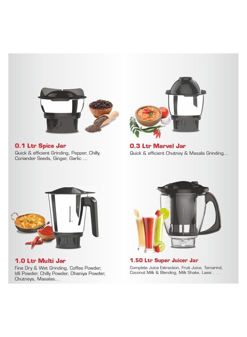 VIDIEM Vidiem Eva Elite mixer grinder 710 A (Black), mixer grinder 750 watt with 1 juicer and three leakproof jars with self-lock  - Image 3