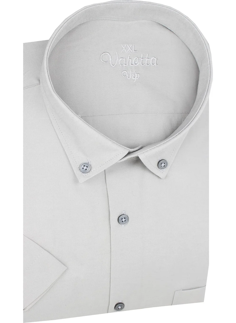 Varetta Menstone Color Plus Size Short Sleeve Collar Buttoned Men's Shirt