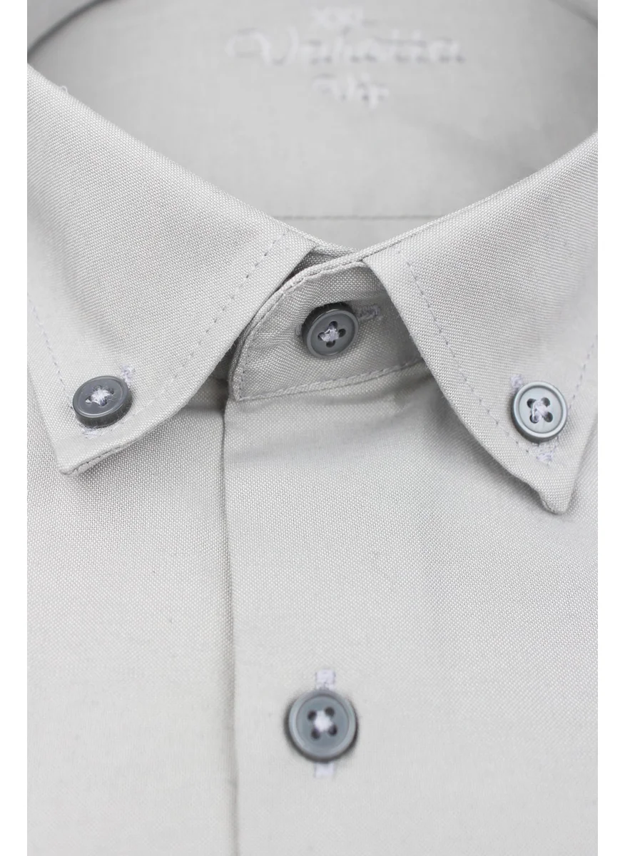 Varetta Menstone Color Plus Size Short Sleeve Collar Buttoned Men's Shirt