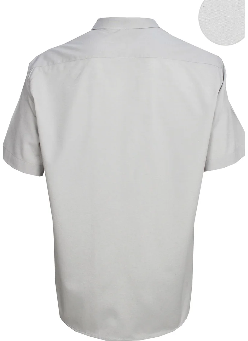 Varetta Menstone Color Plus Size Short Sleeve Collar Buttoned Men's Shirt