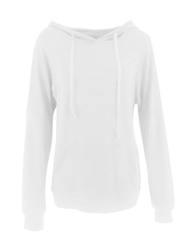 PRETTODAY Women's Casual Lightweight Hoodies Long Sleeve Color Block Sweatshirts Loose Pullover Tops with Pocket (White,Medium) - Image 4
