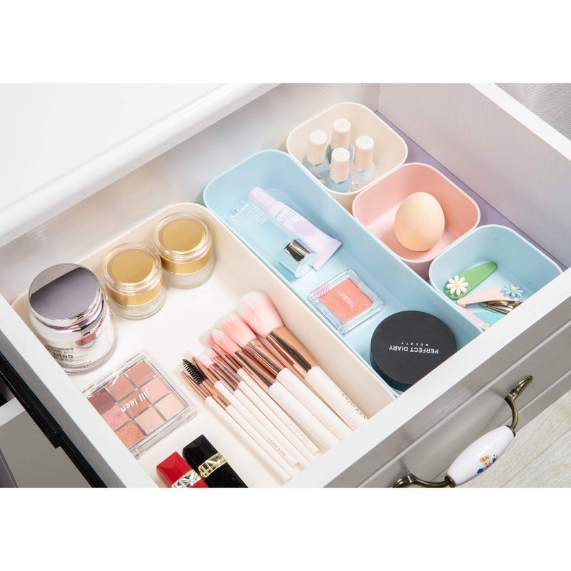 Backerysupply (9 Piece Set) Large Size Plastic Desk Drawer Organizers For Makeup Bathroom Office Kitchen Three Colors - Image 4