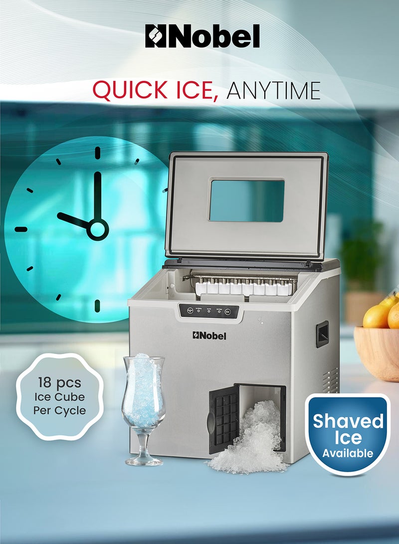 Nobel Ice Maker With Crusher 400 W NIM30 Silver - Image 3