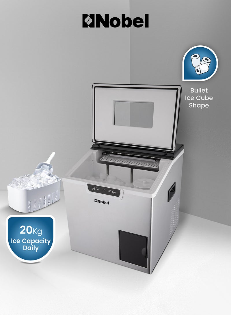 Nobel Ice Maker With Crusher 400 W NIM30 Silver - Image 1