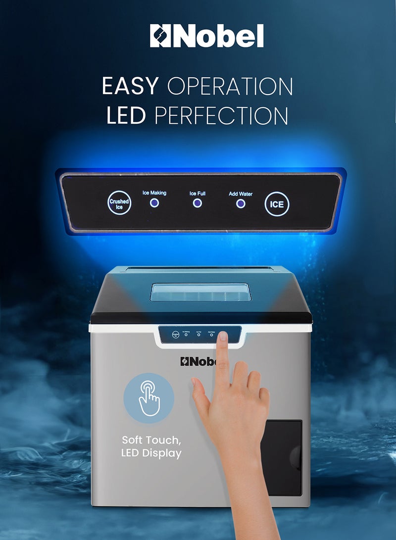 Nobel Ice Maker With Crusher 400 W NIM30 Silver - Image 5
