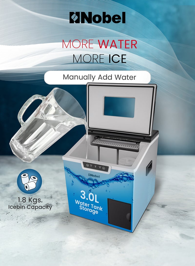 Nobel Ice Maker With Crusher 400 W NIM30 Silver - Image 2
