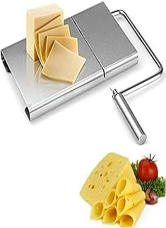 Cheese Slicer Stainless, DELFINO Steel Wire Cutter With Serving Board for Hard and Semi Hard Cheese Butter 5 Replacement Wire, 9.53 x 9.53 x 0.79 Inches (Silver) - pzsku/Z44AFB7D040A1C7BFD273Z/45/_/1723237141/4837905a-e840-4d0f-8078-f674add003d0