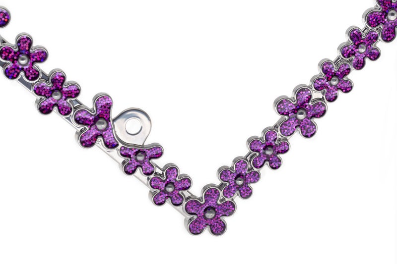 Creathome 3D Shining Daisy Wrenth License Plate Frame from Pure Zinc Alloy Metal Perfect Plate Holder, Chrome with Purple - Image 5