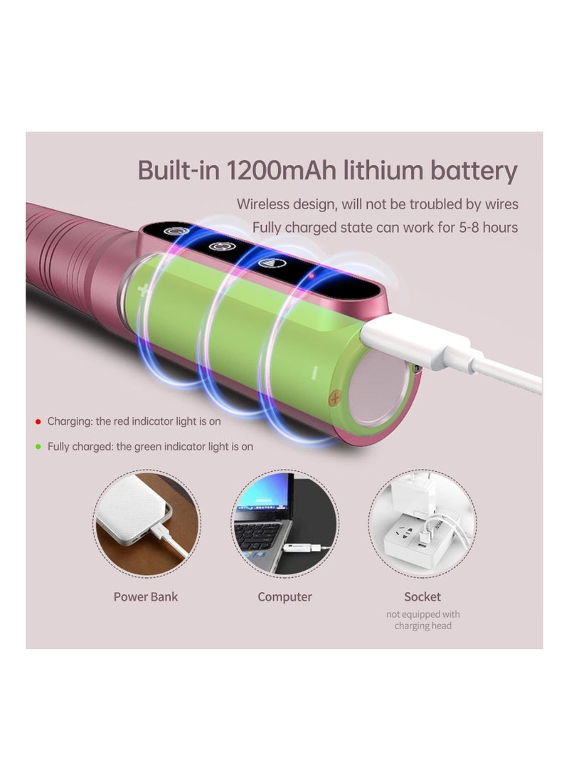 Captaintech USB Rechargeable Electric Nail File with 3 Speed Adjustment, 30000 RPM Portable Nail Drill Machine E File for Acrylic Gel Nails, Pink  - Image 3