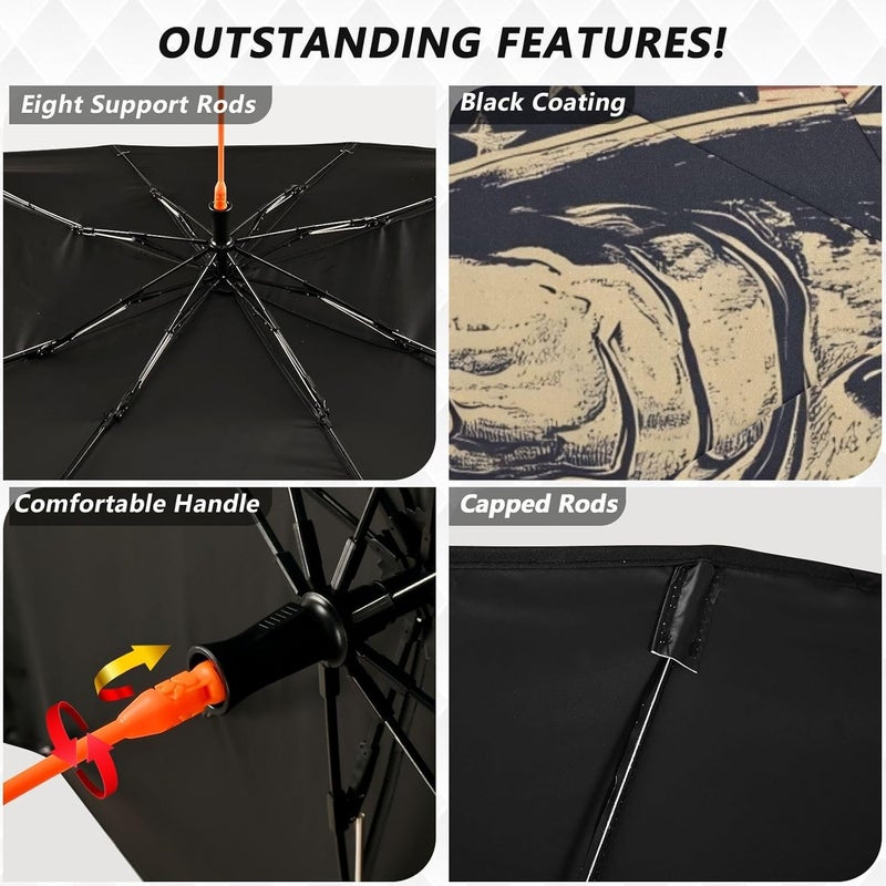 Windshield Sun Shade Umbrella Trout Flag – Fashion Design, Protect Car from Sun & Heat Damage, Easy Store, Universal Fit 55” x 27.5” - Image 4