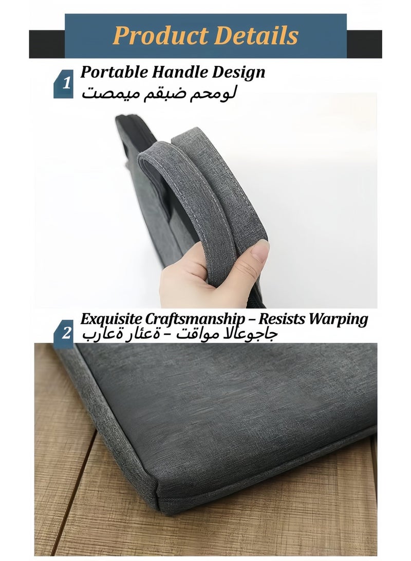حقيبة كمبيوتر محمول، حافظة مقاومة للماء للكمبيوتر اللوحي مقاس 13-14 بوصة مع جيب للملحقات، حقيبة سفر احترافية بمقبض لجهاز MacBook Air/Pro (M1/M2/M3/M4)، أجهزة الكمبيوتر المحمولة HP وDell وLenovo وAsus (أسود) - Image 4