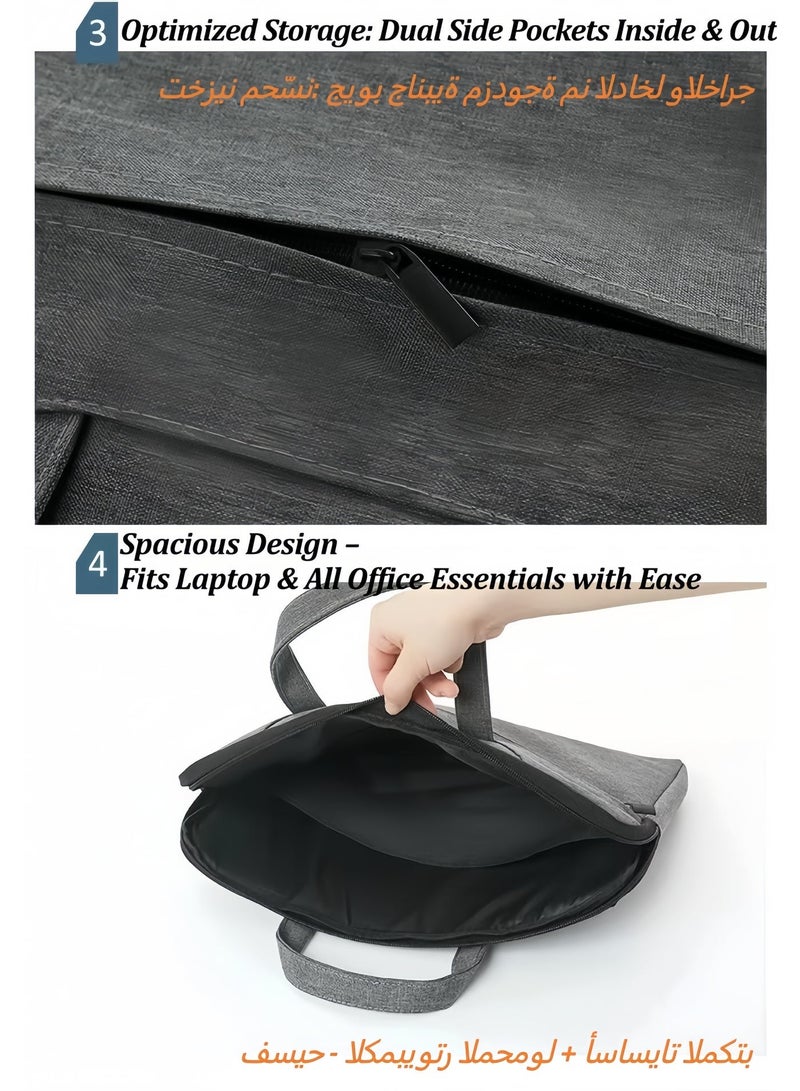 حقيبة كمبيوتر محمول، حافظة مقاومة للماء للكمبيوتر اللوحي مقاس 13-14 بوصة مع جيب للملحقات، حقيبة سفر احترافية بمقبض لجهاز MacBook Air/Pro (M1/M2/M3/M4)، أجهزة الكمبيوتر المحمولة HP وDell وLenovo وAsus (أسود) - Image 5