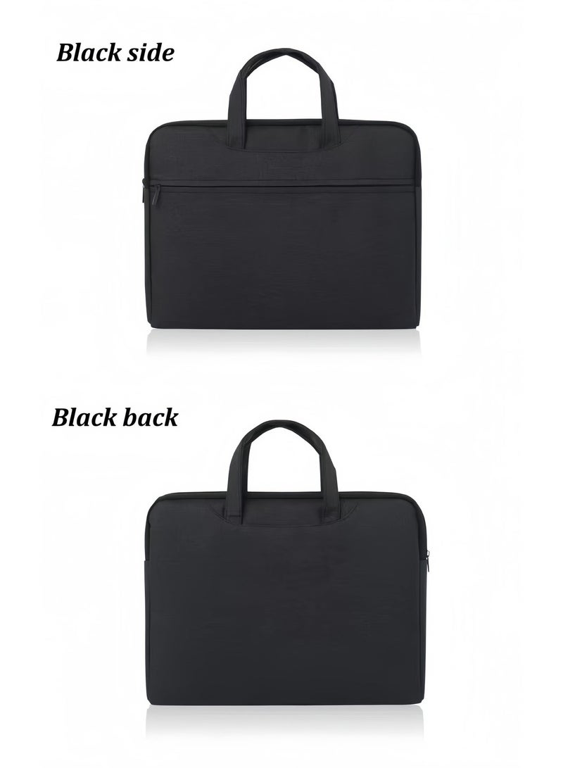 حقيبة كمبيوتر محمول، حافظة مقاومة للماء للكمبيوتر اللوحي مقاس 13-14 بوصة مع جيب للملحقات، حقيبة سفر احترافية بمقبض لجهاز MacBook Air/Pro (M1/M2/M3/M4)، أجهزة الكمبيوتر المحمولة HP وDell وLenovo وAsus (أسود) - Image 2