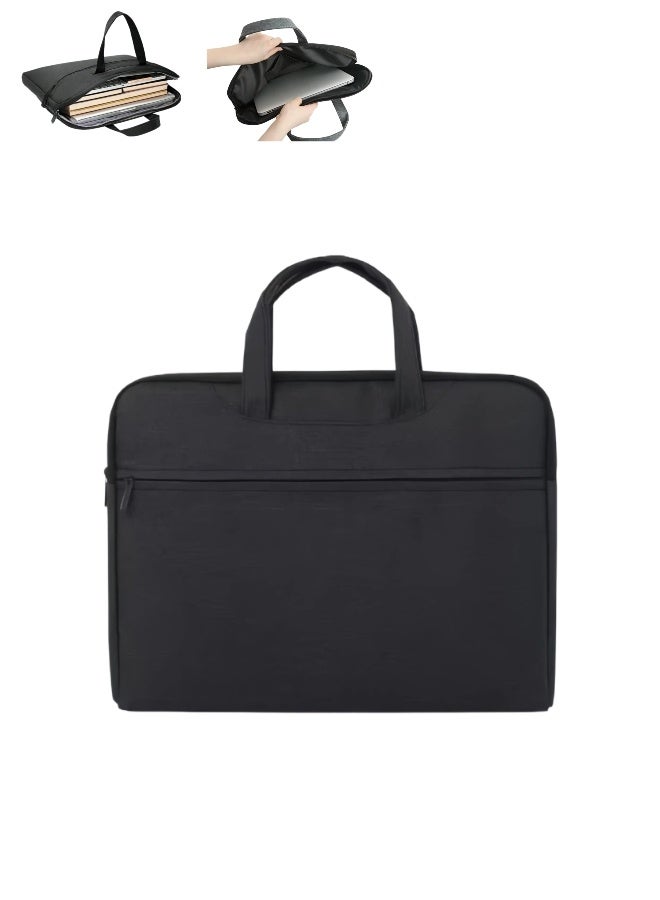 Laptop Sleeve Bag, 13-14 Inch Water-Resistant Tablet Case with Accessory Pocket, Professional Travel Briefcase Handle Bag for MacBook Air/Pro (M1/M2/M3/M4), HP, Dell, Lenovo, Asus Laptops (Black) - Image 1