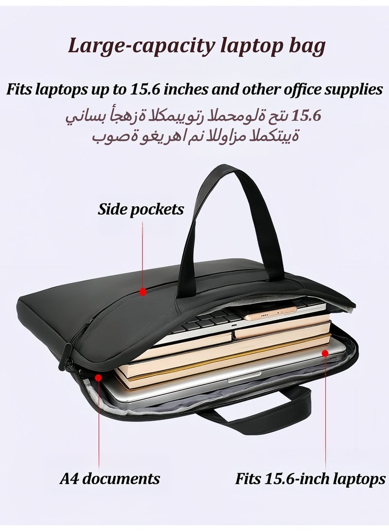 Laptop Sleeve Bag, 13-14 Inch Water-Resistant Tablet Case with Accessory Pocket, Professional Travel Briefcase Handle Bag for MacBook Air/Pro (M1/M2/M3/M4), HP, Dell, Lenovo, Asus Laptops (Black) - Image 4