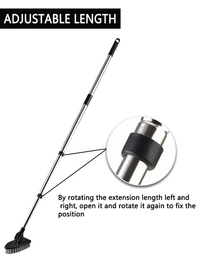 وهاواي Shower Brush Scrubber with Long Extendable Handle 116cm - Shower Bathtub Tub & Tile Scrubber Brush Include 1 Stiff Brush Head & 3 Scouring Pads for Wall Bathroom Glass Bathtub(Black)  - Image 4