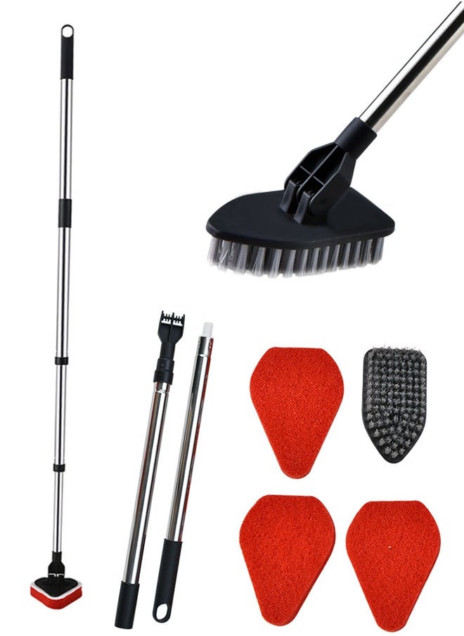 وهاواي Shower Brush Scrubber with Long Extendable Handle 116cm - Shower Bathtub Tub & Tile Scrubber Brush Include 1 Stiff Brush Head & 3 Scouring Pads for Wall Bathroom Glass Bathtub(Black)  - Image 1