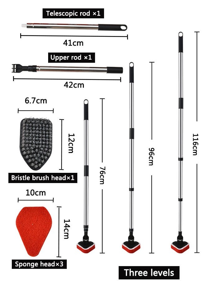 وهاواي Shower Brush Scrubber with Long Extendable Handle 116cm - Shower Bathtub Tub & Tile Scrubber Brush Include 1 Stiff Brush Head & 3 Scouring Pads for Wall Bathroom Glass Bathtub(Black)  - Image 2
