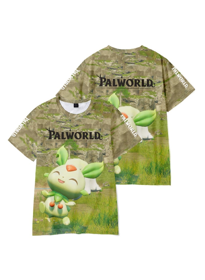 تي شيرت Palworld Phantom Beast Palu ثلاثي الأبعاد بطباعة رقمية للبالغين والأطفال صيفي بأكمام قصيرة - Image 3